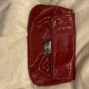 Vintage Liz and Company Red Croc-Embossed Clutch